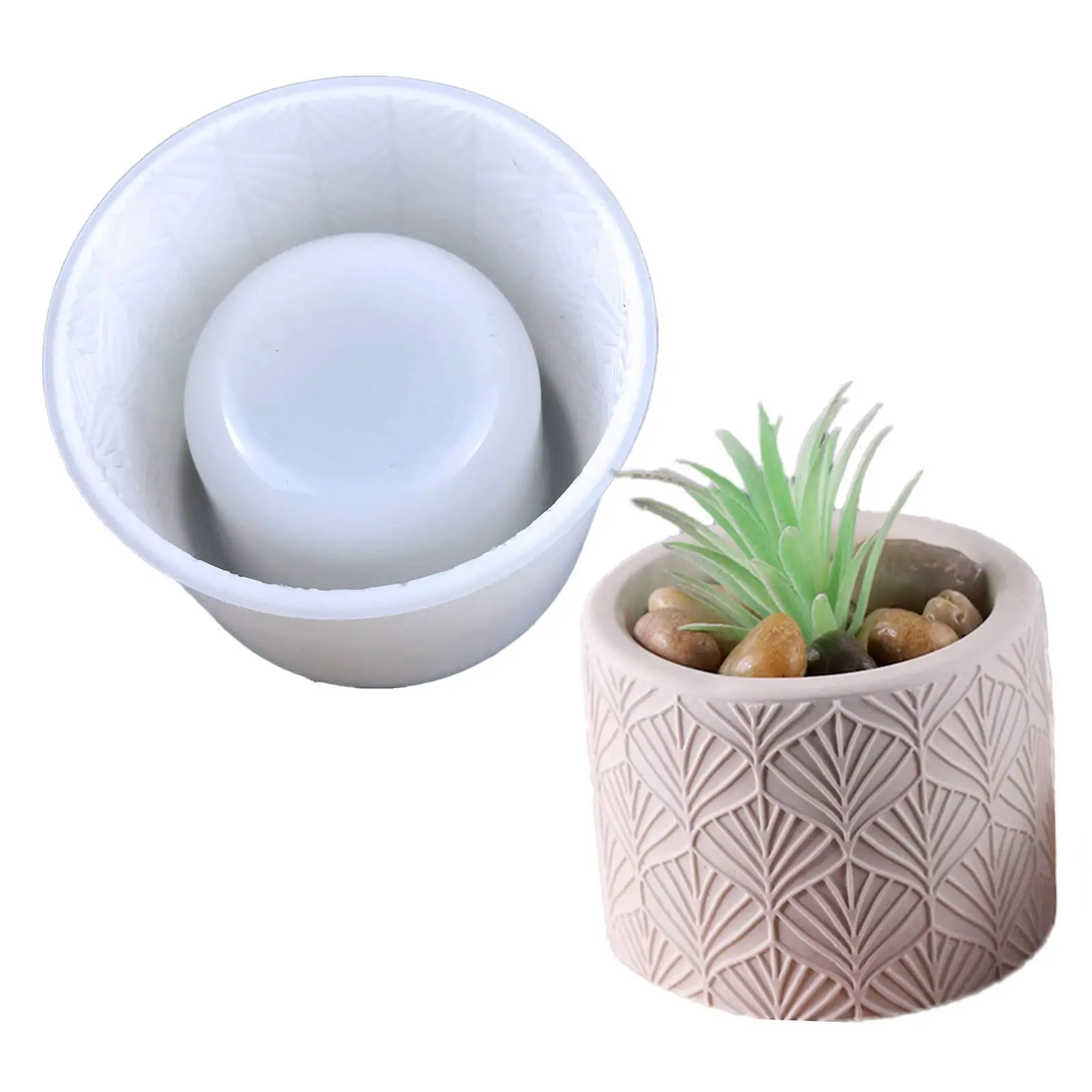 

Round Vintage Pattern Concrete Flower Pot Silicone Mold Plaster Succulent Planter Vase Mold Candle Epoxy Resin Cement Clay Mould