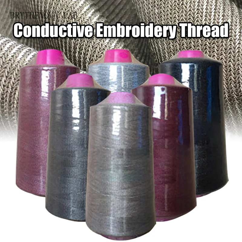 1 Roll Conductive Embroidery Thread Touch Screen Glove Fingertip Antistatic Embroidery Computer Yarn 32S/2 Sewing Thread