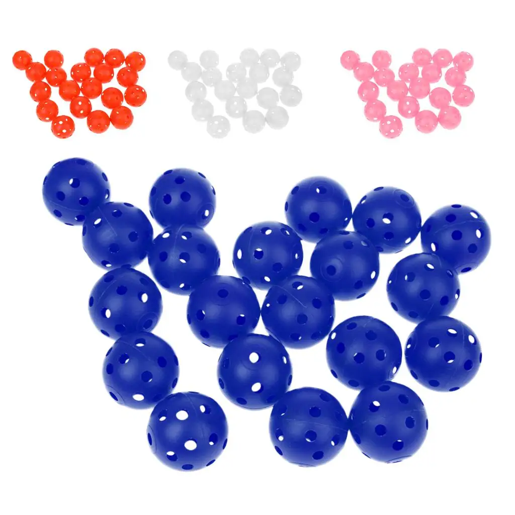 20 Pieces Plastic Training Golf Balls Portable Perforated Practice Tennis Ball