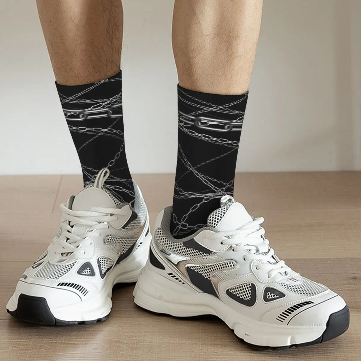 Chaotic Order Metal Chain Edgy Chain Link Socks Harajuku High Quality Stockings All Season Long Socks for Valentine's Day Gifts