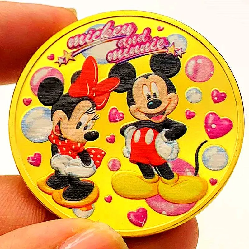 Disney Mickey and Minnie Mouse Commemorative Coins Coins Collectibles Gold Coins Anime Peripherals Decoration Crafts Home Decor