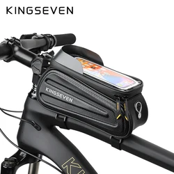 KINGSEVEN Waterproof Bike Front Top Tube Bag Touch Screen Phone Case Bag MTB Mountain Road Cycling Bicycle Bag Bike Accessories