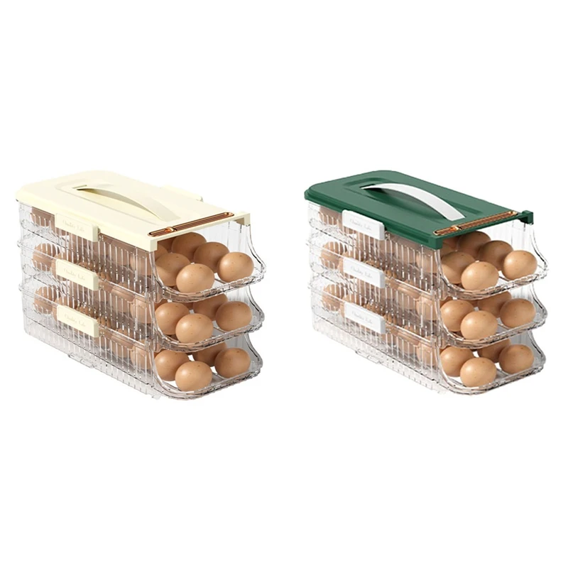 

Egg Holder For Refrigerator Rolling Egg Organizer Egg Container Saving Egg Roller Dispenser Stackable Fridge Tray