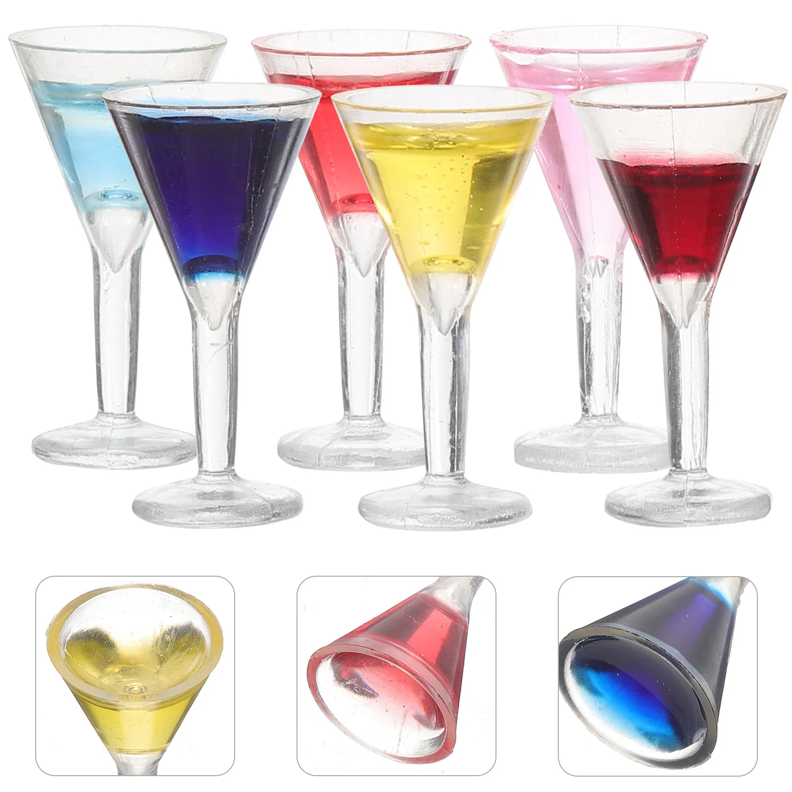 

6Pcs Mini Cocktail Glasses Realistic Look Miniature Glassware for Home Decor Photography Prop Micro Landscape Craft