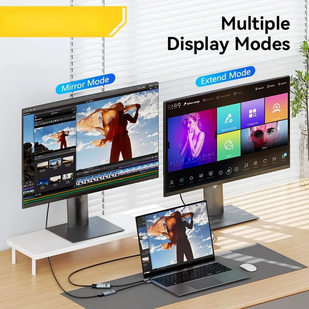 مناسبة لهواتف iPhone وMac وAir وiPad وSamsung Galaxy 8K@60 هرتز 4K@120 هرتز/144 هرتز HDMI إلى USB Type-C محول كابل تلفزيون عالي الدقة