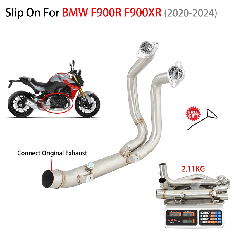

Stainless Steel Motorcycle Exhaust Escape Systems Front Link Pipe Original Muffler Slip On For BMW F900R F900XR 2020 - 2023 2024