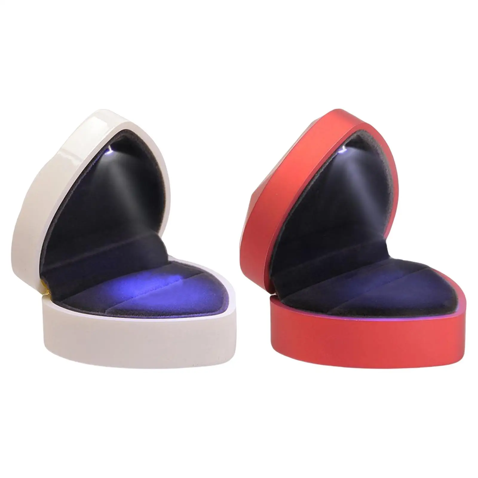 Heart Shaped Ring Box Holder with LED Earring Jewelry Case for Ceremony