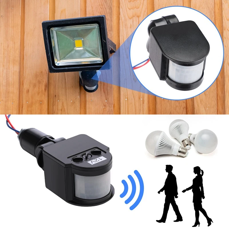 3 Pcs Schwarz Bewegung Detektoren Motion Sensor Licht Schalter Outdoor Pir Gleichstrom 12V Motion Sensor Pir Sensor