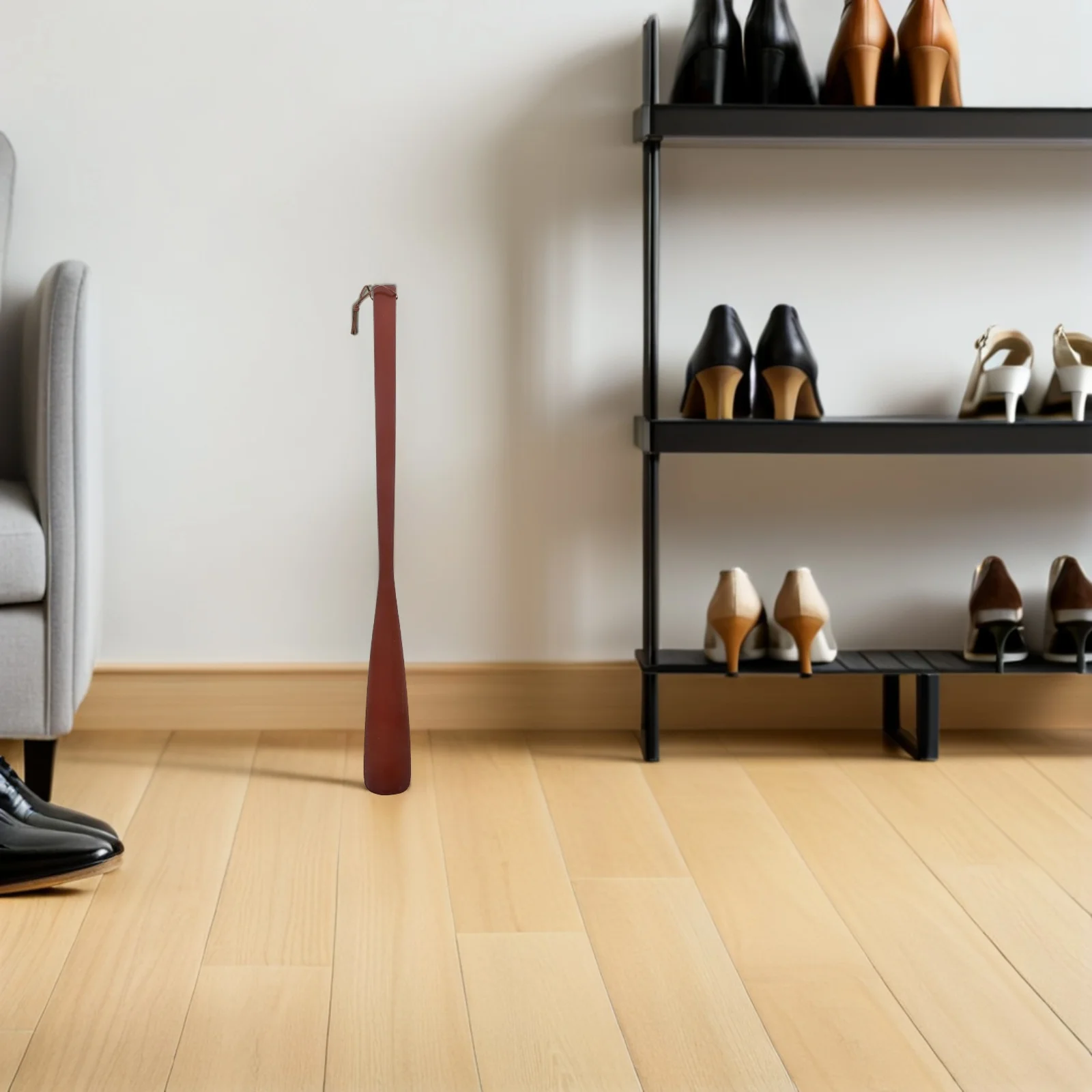 

2PCS Extra Shoehorns Red Wood Shoe Lifters 54cm Handle Lifting Shoe Accessories Travel Household Comfortable Storage