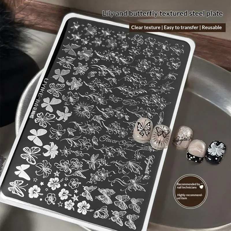 Erasable Clear Nail Art Silicone Stamp with Steel Plate Round Rotatable Stamping Tool for DIY French Manicure Set Supply