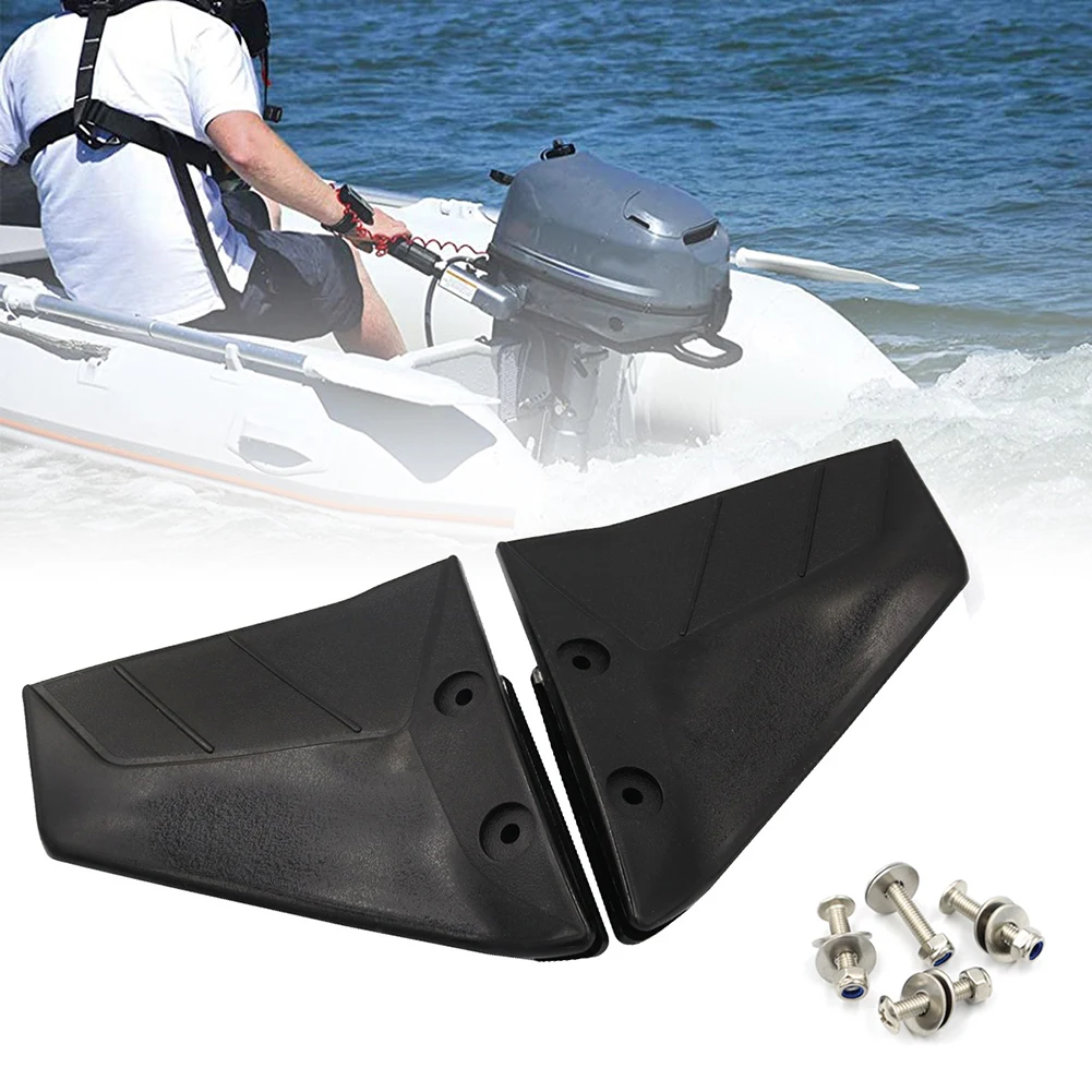 Hydrofoil Stabilizer with Bolt Nut Dual Fin Outboards ABS Plastic Wings Black Outboards Fin Wing Boat Parts for 4-50 HP Outboard