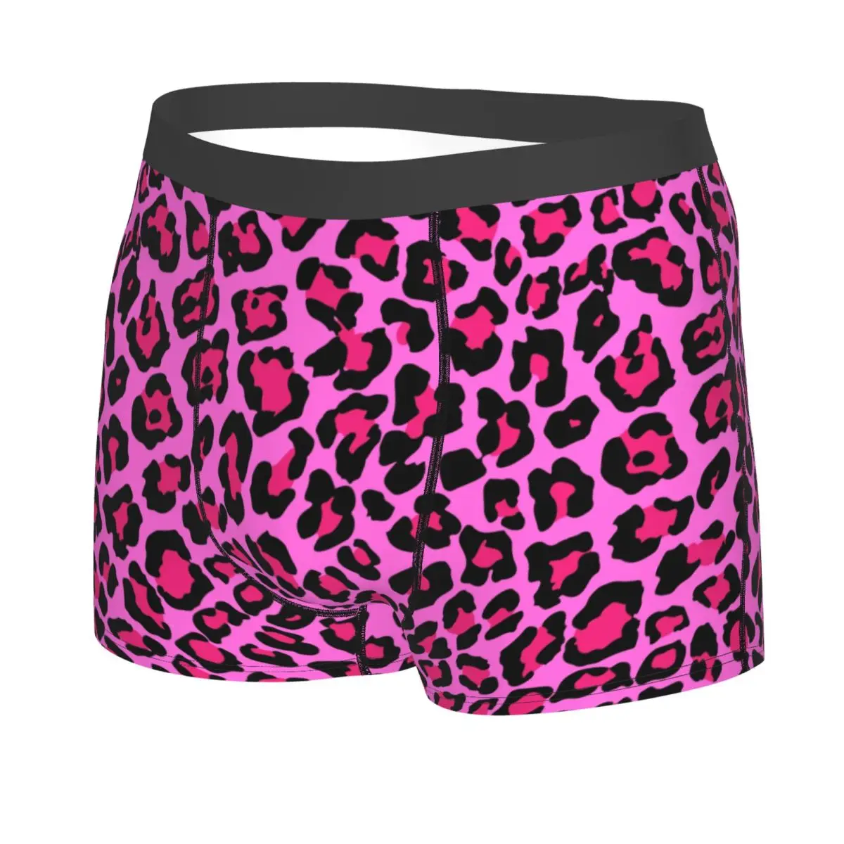 Custom Leopard Fur Skin Texture Hot Pink Underwear Men Breathbale Boxer Briefs