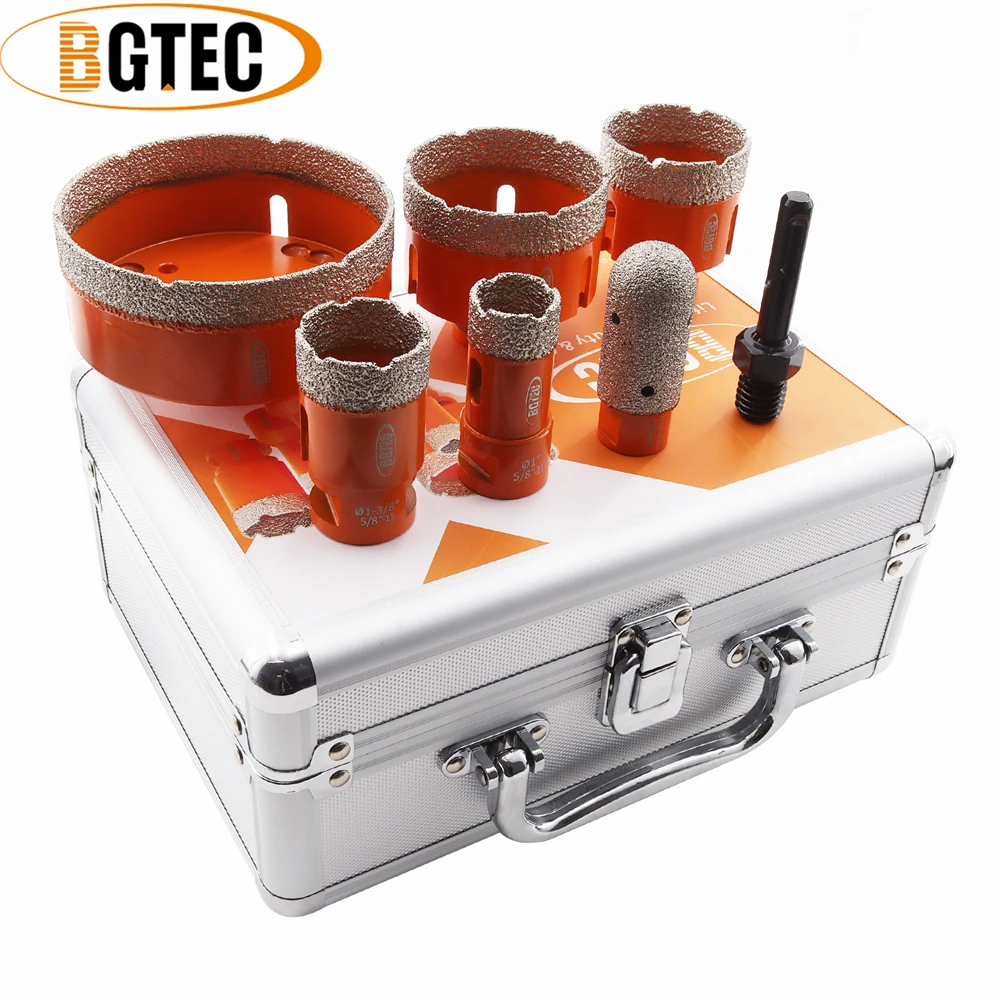 Imagem -02 - Bgtec-diamond Drilling Milling Bits Kit em em 11 em 25 mm 35 mm 50 mm 65 mm 100 mm Buraco Saw 25 mm Bit Diamond Dedo Telha Adaptador Sds Plus Pcs