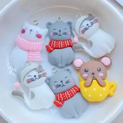 10Pcs New Cute Resin Cartoon Cat, bear Seris Flat Back Scrapbooking DIY Jewelry Craft Decoration Accessories