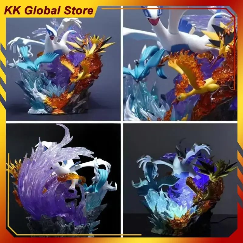 

32cm New Pokemon Lugia Three Saint Birds Anime Figure Peripheral Model Statue Desktop Decoration Ornaments Kid Birthday Gift Toy
