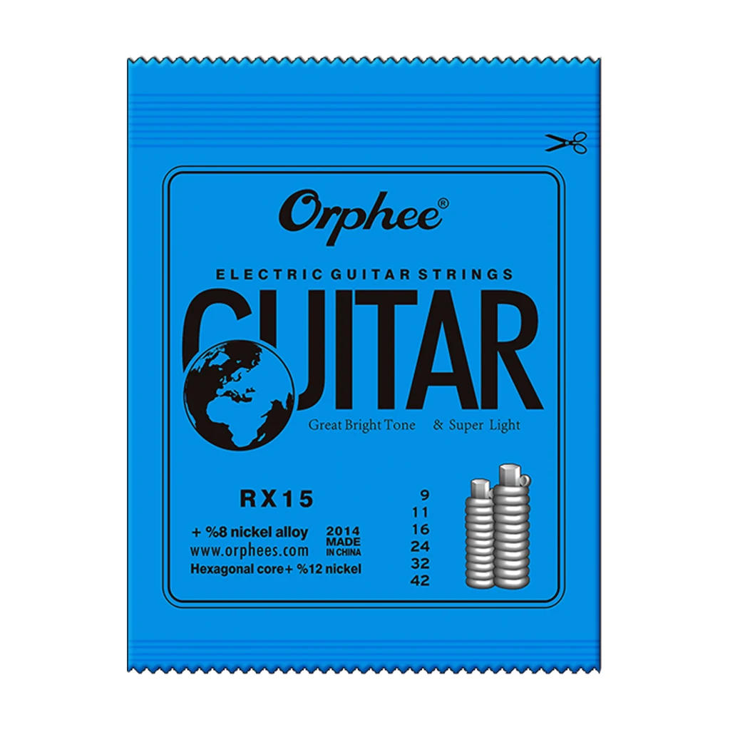 

Orphee RX15 Nickel Plated Steel Colorful Ball-End Electric Guitar Strings Super Light (009-042) Electric Guitar Accessories