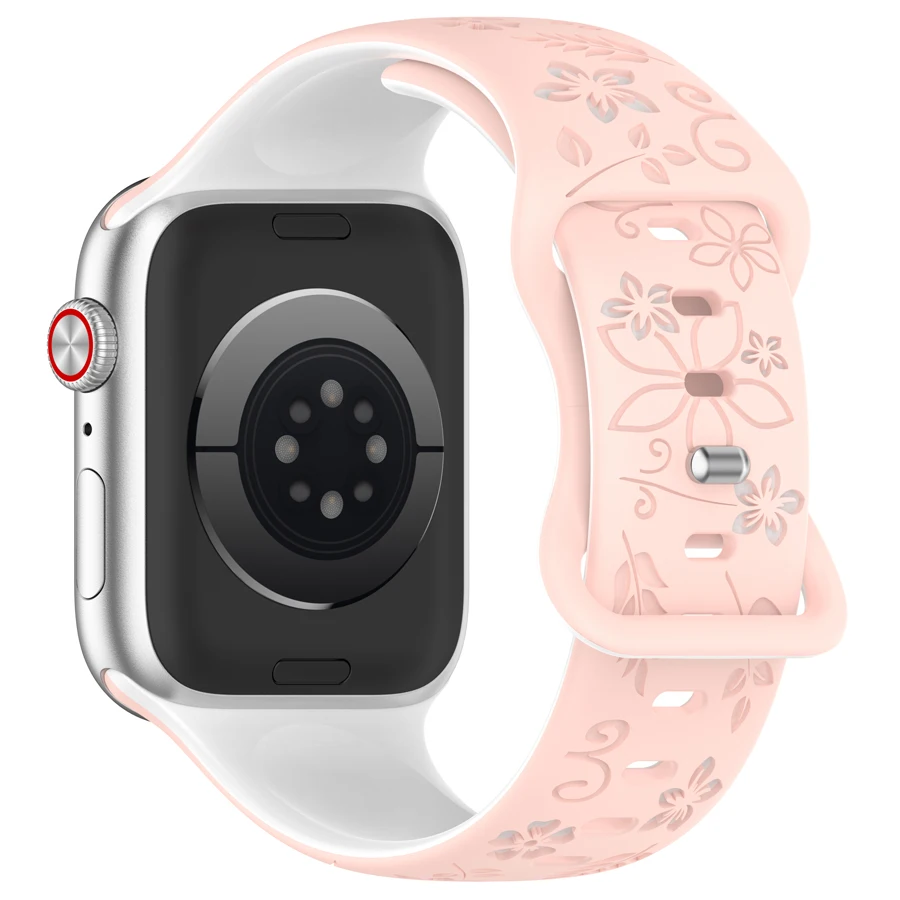 Gesneden bloemenband voor Apple Watch 44mm 40mm 45mm 41mm 42mm 38mm 49mm 45mm IWatch Series 11 10 9 8 7 6 5 4 3 SE Ultra 2 3