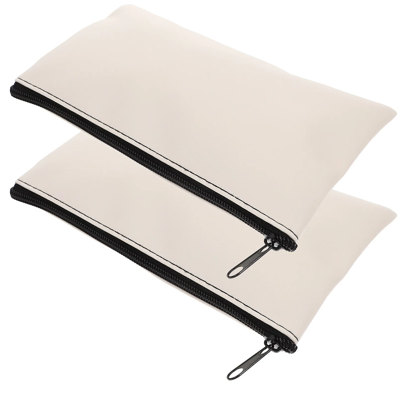 

2Pcs PU Aluminum Alloy Money Bag Zipper Bill Organizer for Cash Checks Receipts Documents Bank Staff Teachers Secure