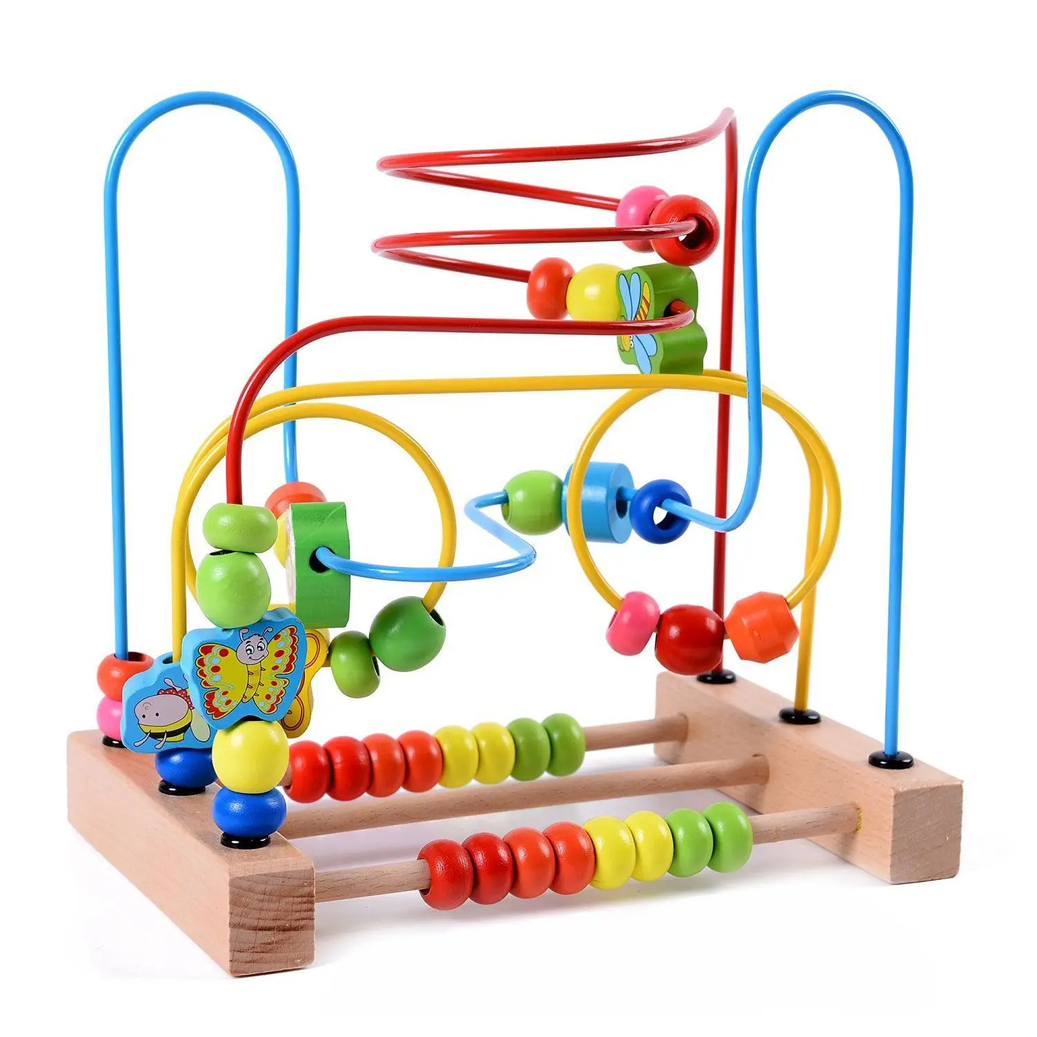 MWZ Wooden Baby Toddler Toys Circle First Bead Maze for Boys Girls