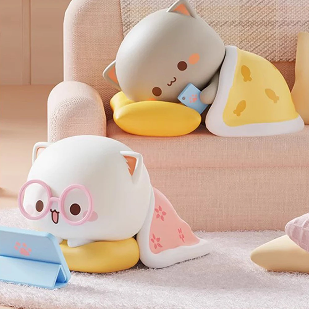 لطيف القط سلسلة 4 صندوق أعمى، مجموعة مفاجأة أرقام دمية صغيرة مجموعة لديكور المكتب هدية عيد ميلاد زخرفة غامضة تحصيل