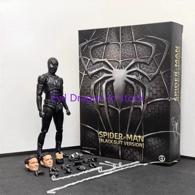 Figuras de acción de Anime, juguetes en Stock, CT 14cm, SHF, traje negro, Venom Tobey, Spider Man 2099, Maguire Miquel KO