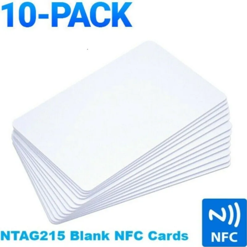 Paquete de 10 tarjetas NFC en blanco NTAG215, etiquetas de PVC NFC215 13,56 Mhz TagMo, impermeable, RFID, NFC, teléfono, 504 bytes