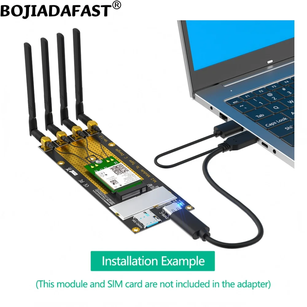 

NGFF M.2 B-Key Adapter With 1 Nano SIM Card Slot & 4 Antennas For 5G 4G Modem Module