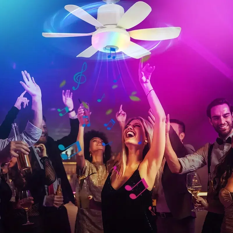 RGB اللون تغيير E27 مراوح السقف مع البعيد بلوتوث الموسيقى توقيت 32 واط مروحة السقف مصباح ليد لغرفة النوم إضاءة المطبخ