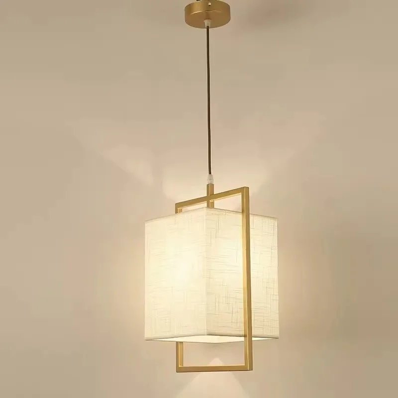 New Chinese-style Gold Iron Small Bar Counter Pendant Light Bedside Lamp Corridor Antique Study Hallway Foyer Dining Lighting