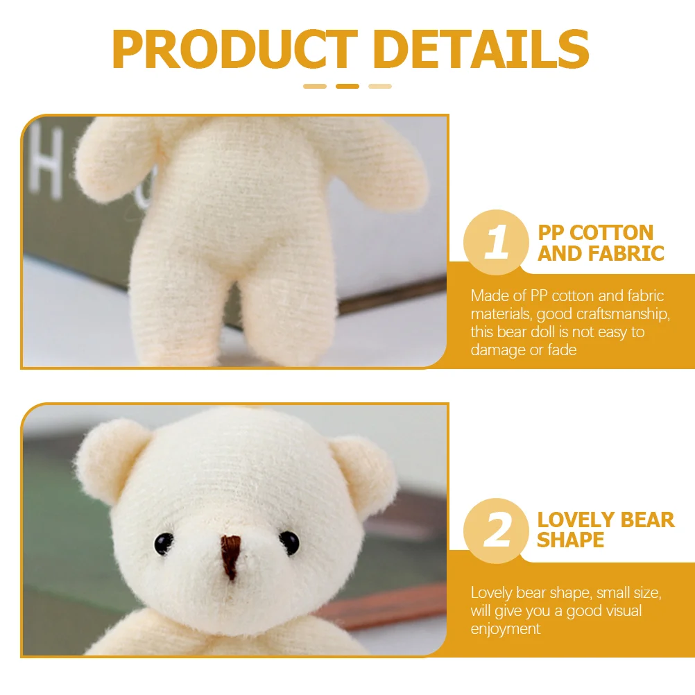 10 Pcs Mini Bear Baby Stuffed Animal Toys Ornament Pp Cotton Small Dolls for Kids