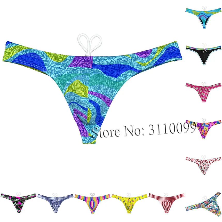 Men\'s Ice Silk Beachwear Lining  Thong Swimsuit Trunks Bikini Swimwear Underwear