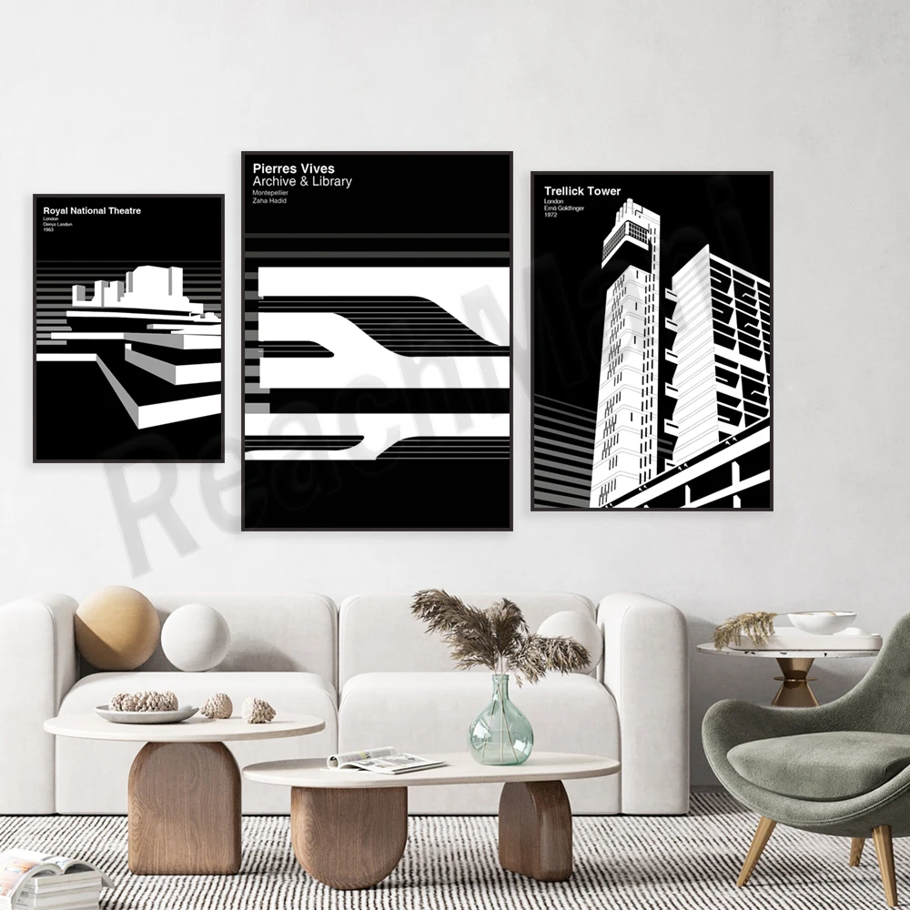 العمارة المميزة - الوحشية، برج تعريليك، لندن، المسرح الوطني الملكي لندن، العمارة الوحشية ملصق جدار الفن