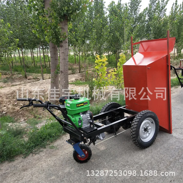 Hand propelled gasoline cart, labor-saving orchard transport vehicle, agricultural electric hopper truck