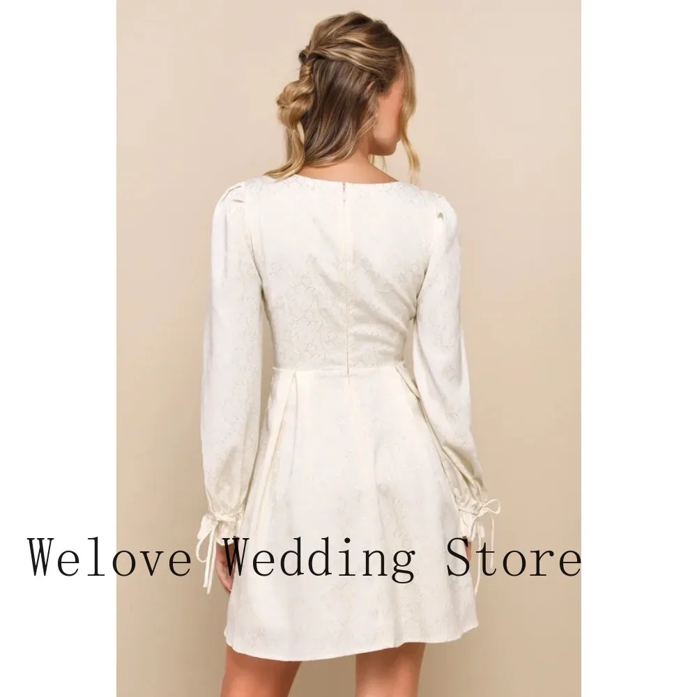Vintage Cream Puff Sleeve Mini Gown Square Neck Ruffle Cuffs Side Slit Ditsy Print Romantic Bridal Shower Wedding Guest Dress