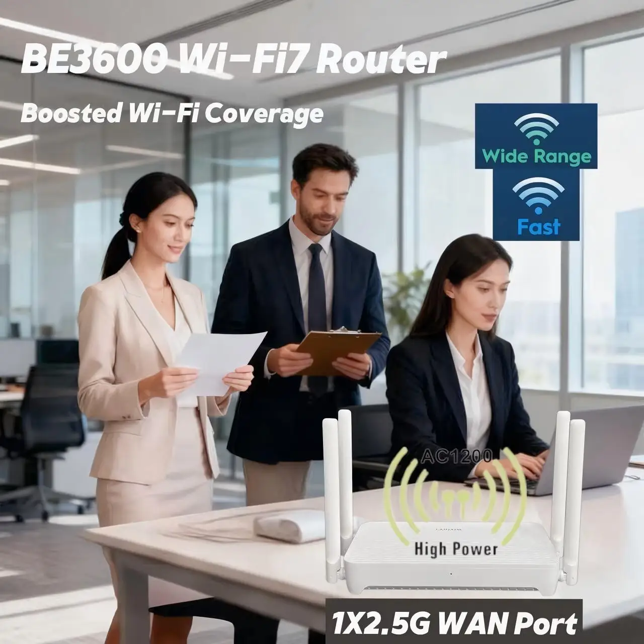 LANJADA BE3600 WiFi7 Router 2.4/5GHz Dual Bands 160Mhz 3570Mbps Mesh Networking Gaming Acceleration 2.5G Ethernet Port