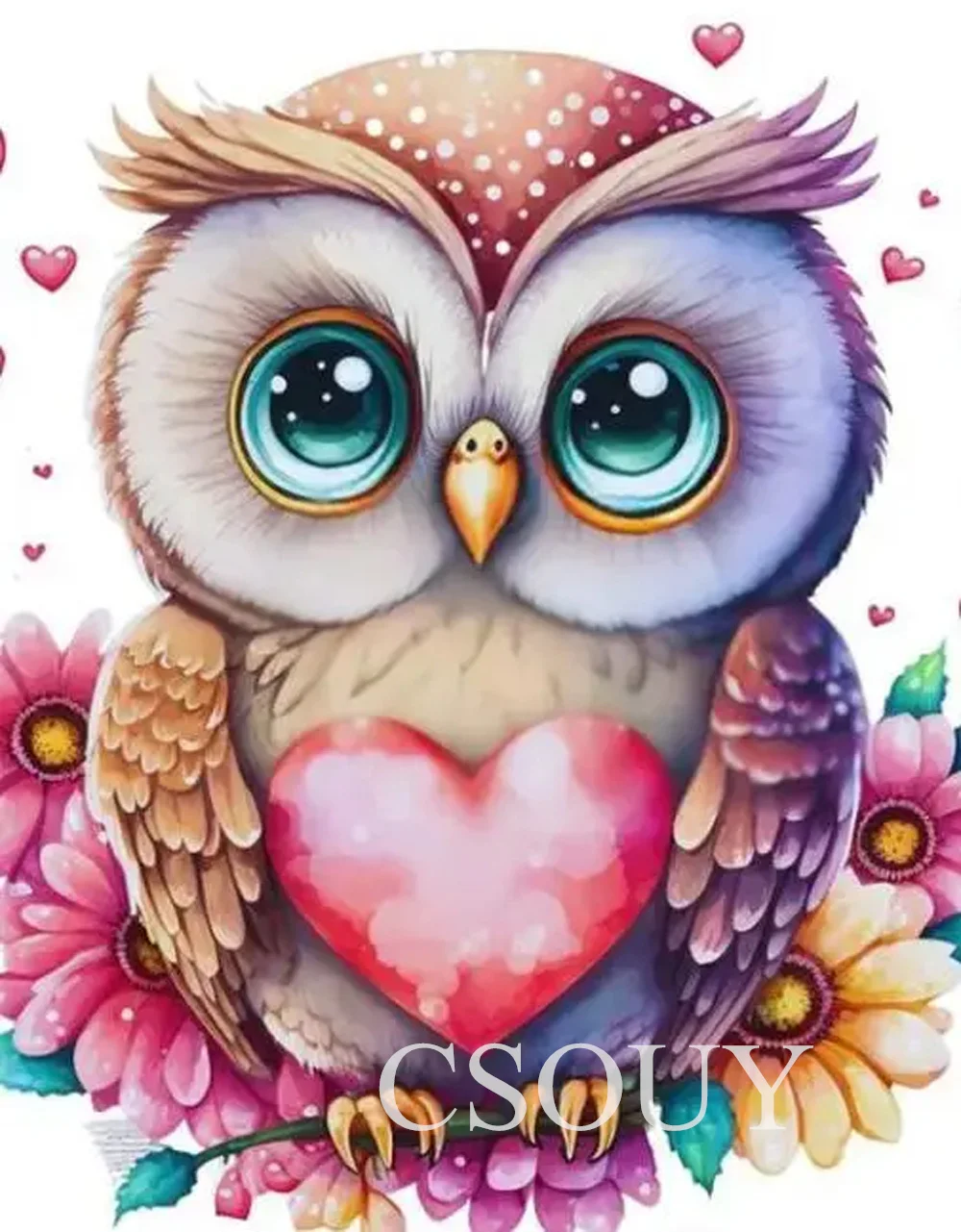 

Full Square Crystal Diamond Painting, Cross Stitch, Colored Owl, AB Diamond Embroidery, Mosaic Needlwork Rhinestones, Home Dec