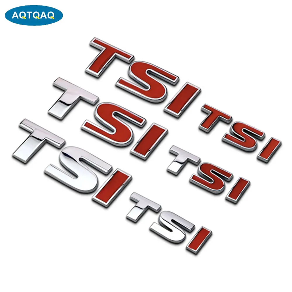 AQTQAQ 1Pcs 3D Metal TSI Car Side Mudguard Rear Trunk Emblem Badge Sticker Decals,Universal Car Accessories Decorations Stickers