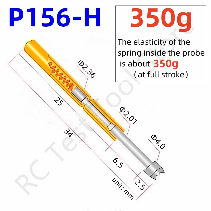 20/100PCS P156-H Spring Test Probe Test Pin Pogo Pin PCB Test Tool 34mm Dia 2.36mm 9-claws Head Dia 4.0mm Test Tool Force 350g