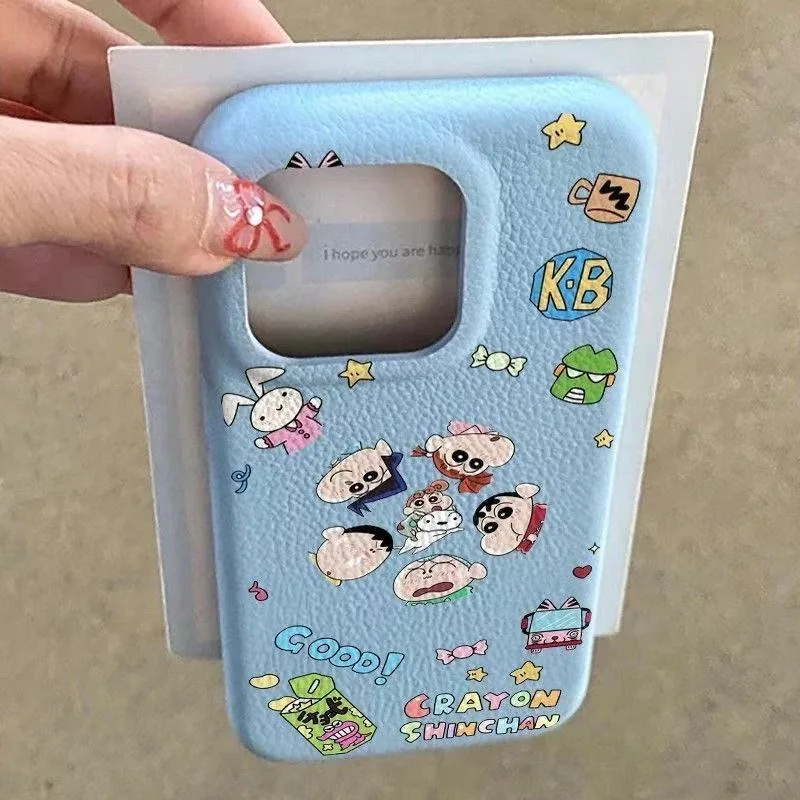 

3D Cute Cartoon Crayon Shin-chan snot Boochan Leather soft silicone Phone Case For iPhone 11 12 13 14 15 16 Pro Max plus Cover