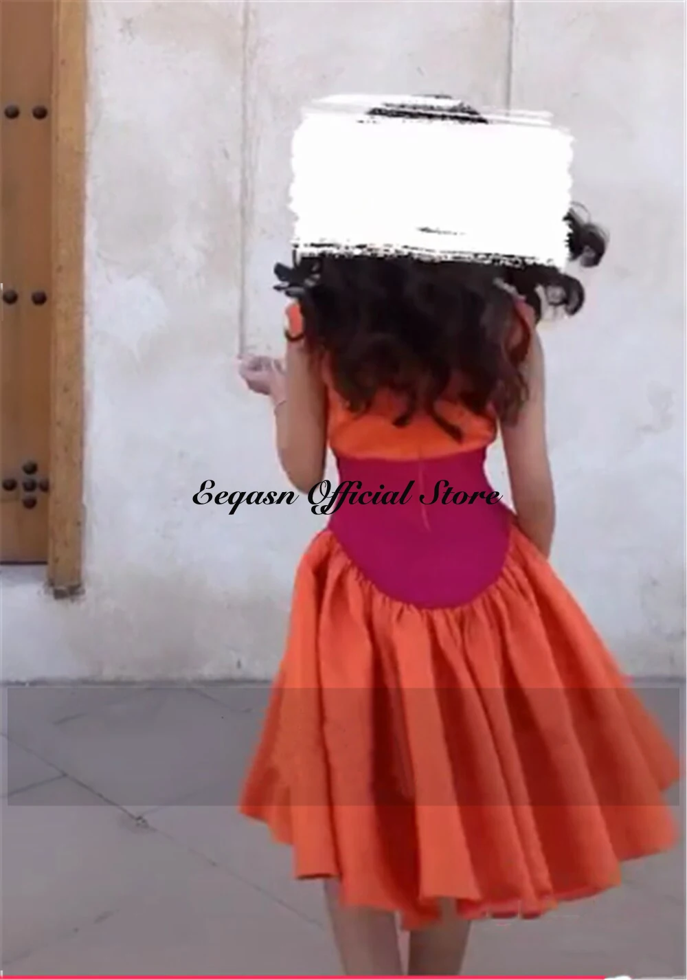 Customized Short Evening Prom Dresses Orange and Fuchsia Satin O Neck Vintage A Line Party Celebrity Prom Gowns Dubai Arabic