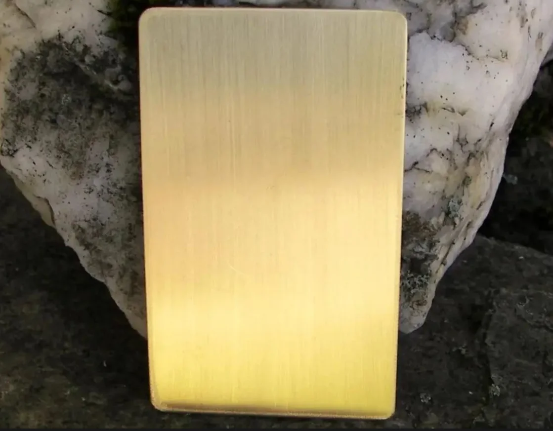 

Handmade Polished Thick 0.8mm Double Side Brushed Finish Metal Brass Business Cards For Laser Engraving Stamping