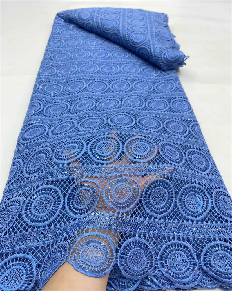 

African Nigerian Milk Silk Sequence Lace Fabric High-Quality Guipure Cord Laces for Wedding Party Sewing