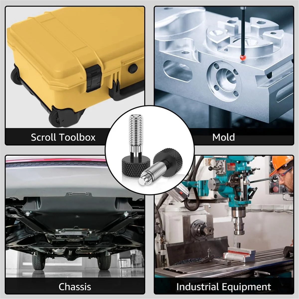 HEIßER 4Pcs Hand Versenkbare Feder Kolben mit Rändelgriff Edelstahl Lock Out M6 Typ Release Pins