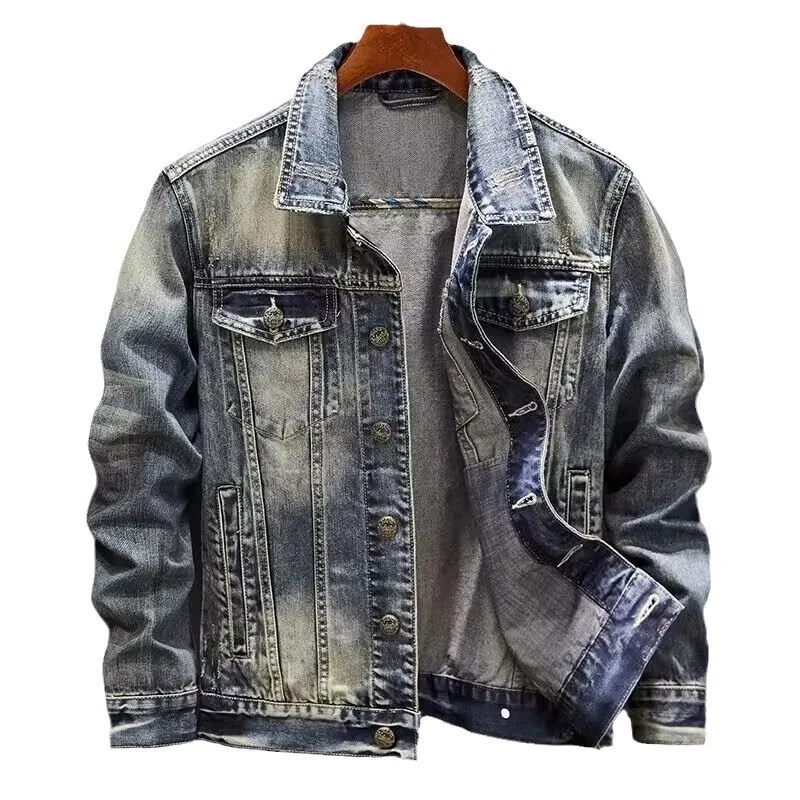 2023 winter denim jacket male Fashion Trench coat men jeans Jacket Men\'s Casual jackts autumn men classic style denim Coat M-4XL