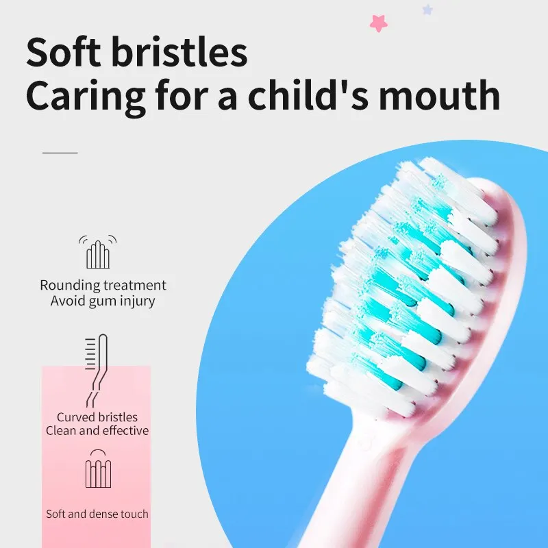 Children\'s Electric Toothbrush Colorful Cartoon With Replacement Heads Ultrasonic Rechargeable Soft Hair Cleaning Brush for Kids