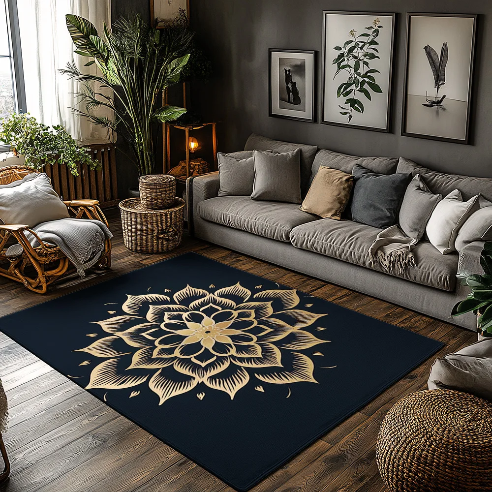 

Коврик с узором лотоса для дома и улицы, моющийся напольный коврик, входной коврик, домашний декор, нескользящий коврик, добро пожаловать в богемном стиле
