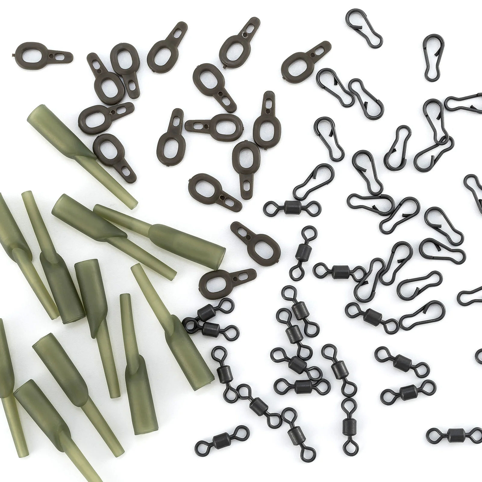 Kit accesorios pesca carpa – Anillas, clips y aparejos ángulo en goma - imagen 4