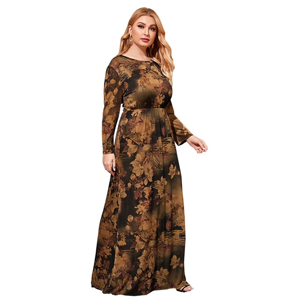 2XL 3XL 4XL 5XL 6XL Curvy Woman Clothing Dress For Ladies Of 60 Years Elegant Chubby Plus Size Women\'s Long Dresses In Promotion