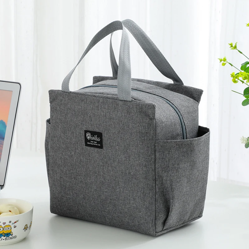 Simple Bento Thermal Bag Double Pockets Large Capacity Lunch Box Storage Students Workers Applicable Outdoor Picnic