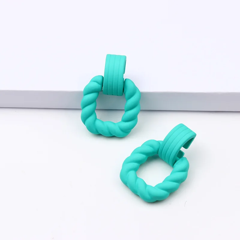 12Color Acrylic Candy Color Earrings For Women Square Half Circle Stitching Fashion Dangle Drop Earrings Colorful Summer Jewelry